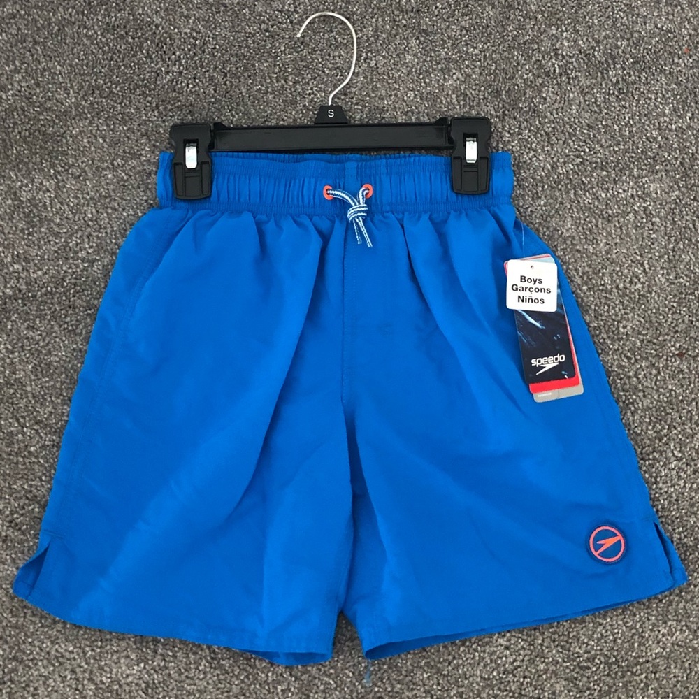 Blue and orange speedo swim trunks for boys size S